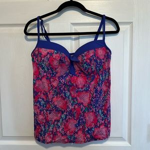 Pink and purple tankini swim top